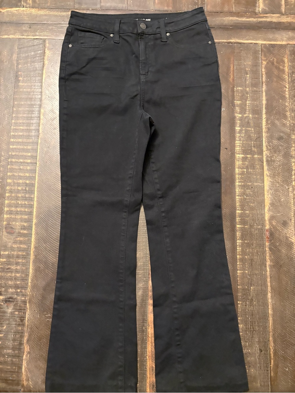 Chico's Preppy Black High Rise Flare Jeans Lightweight Stretch Classic 5 Pocket